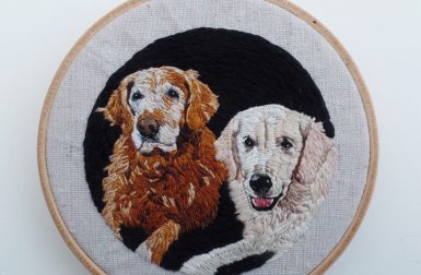 Custom Embroidered Pet Portraits by Kathy Halper