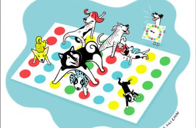 Dogs Playing Games by Lili Chin