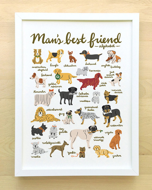 Man’s Best Friend Dog Alphabet Poster from Little Low Studio