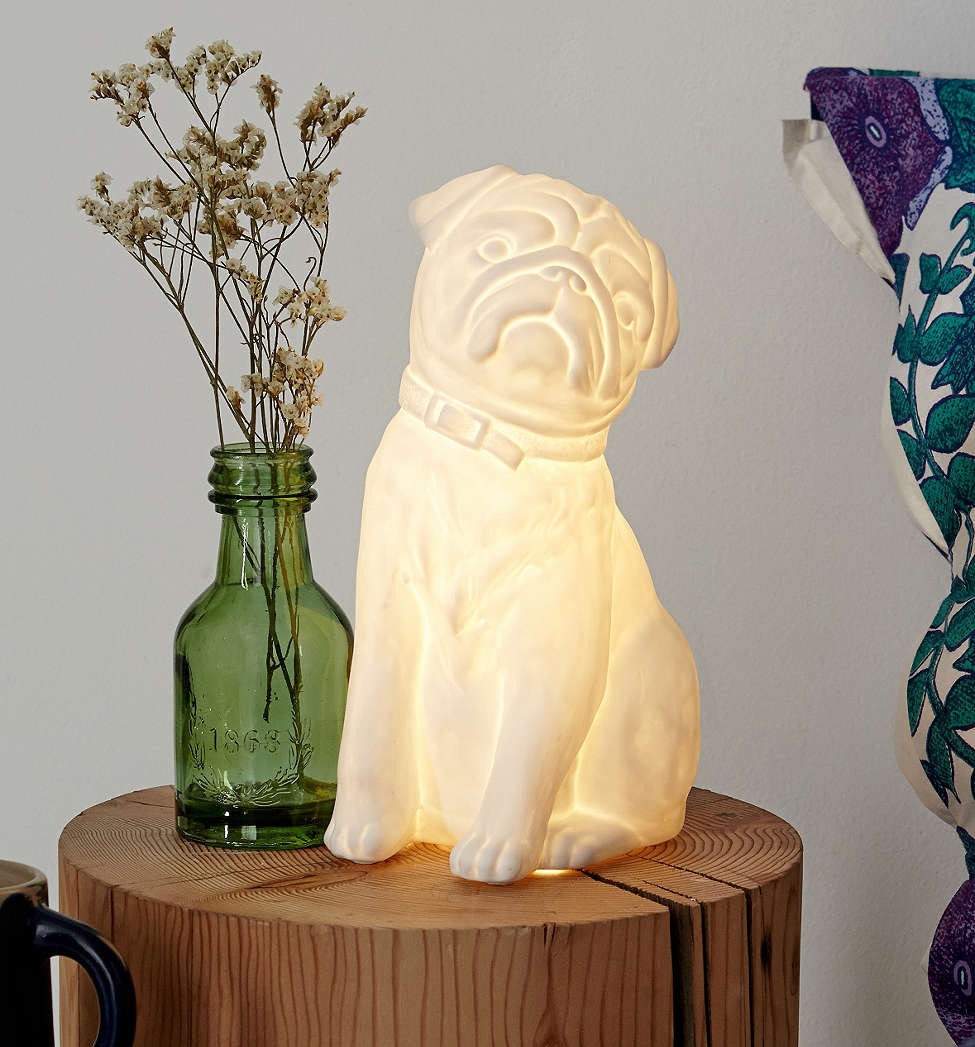 Porcelain Pug Table Lamp