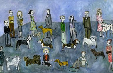 Oil and Collage Dogs by Vivienne Strauss