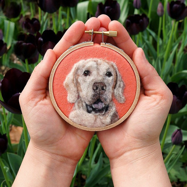 Felted Wool Pet Portrait ‘Paintings’ by Dani Ives