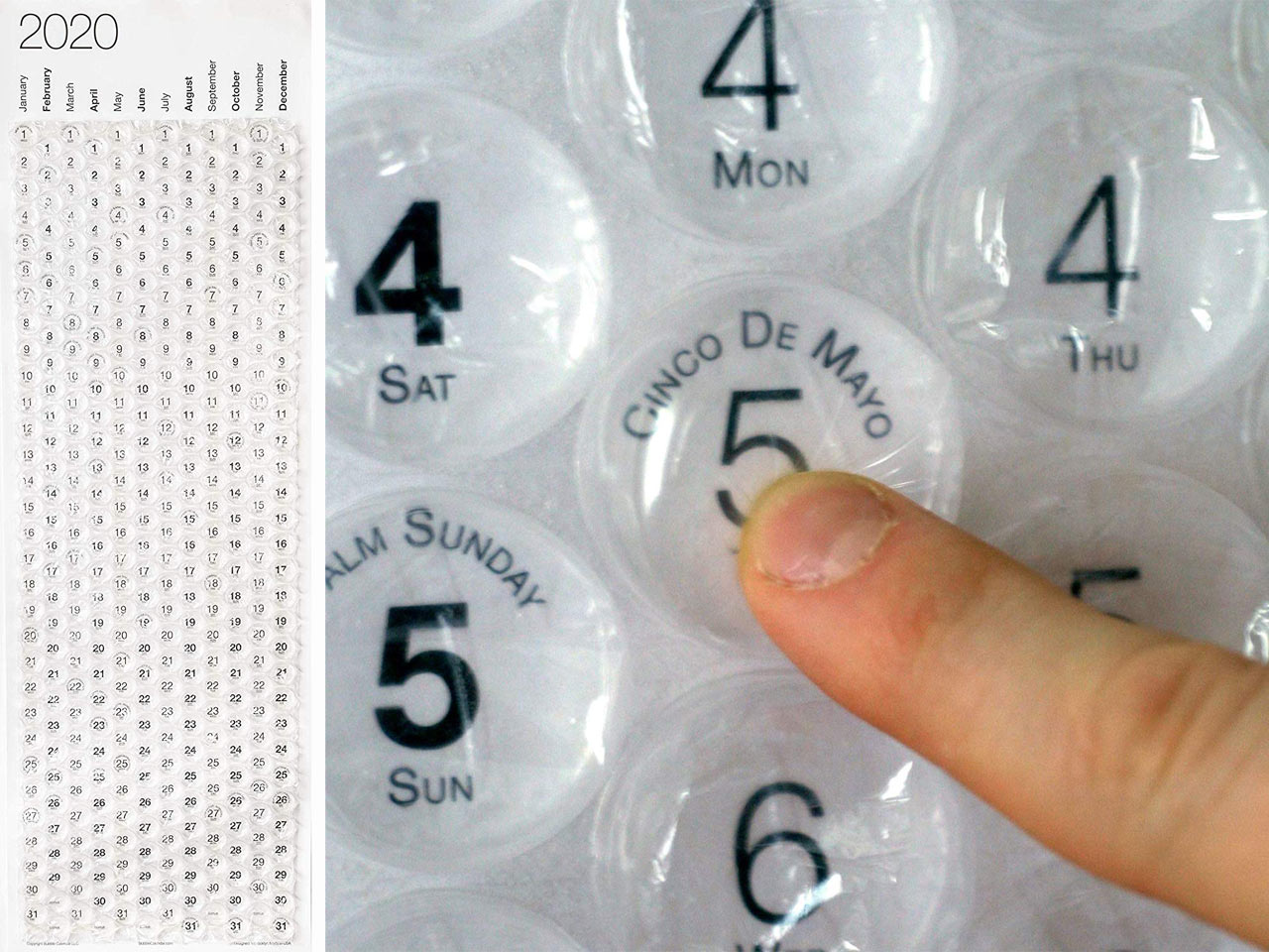 Bubble Wrap Calendar, Wall Decor