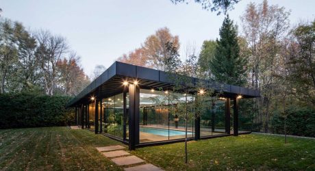 A Glass House Inspired Pavilion for an Indoor Swimming Pool