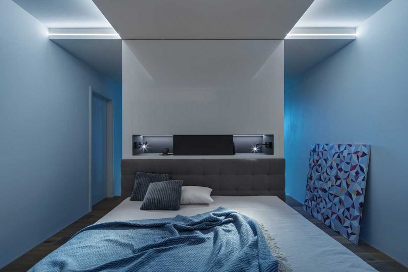 moody blue bedroom