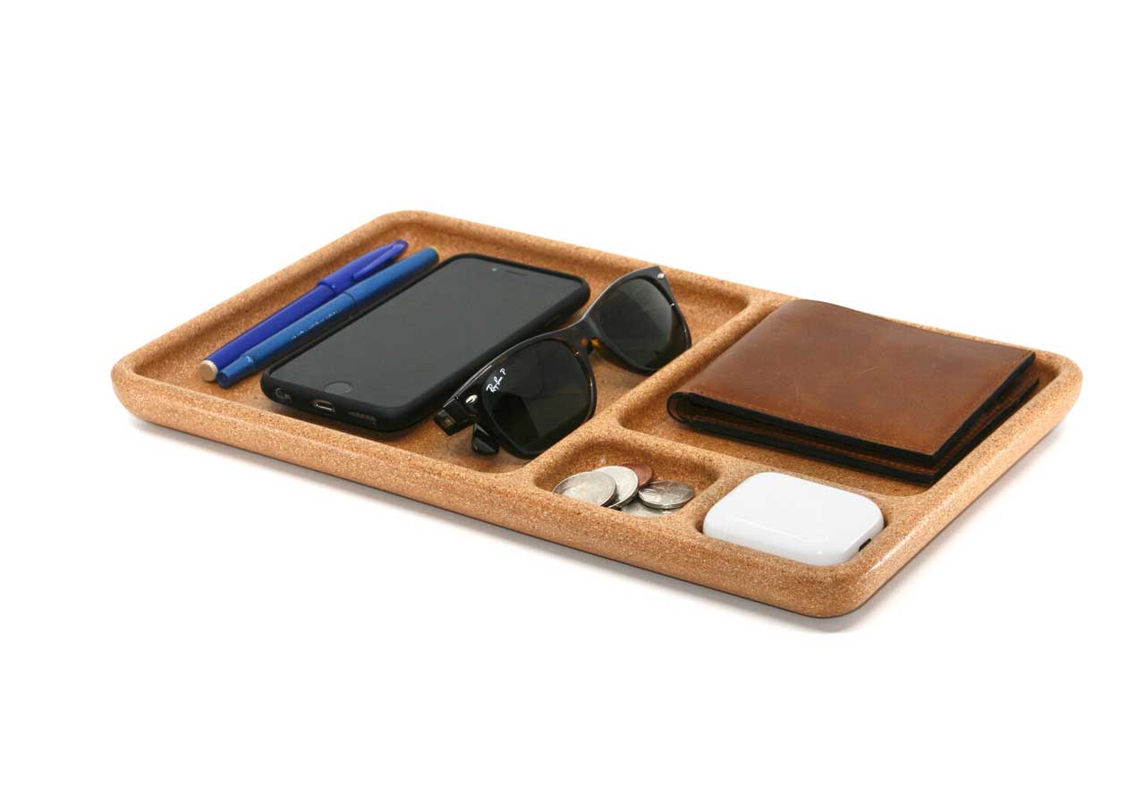 A Cork Tray To Keep Your Desk, Bedside, and Entryway Organized