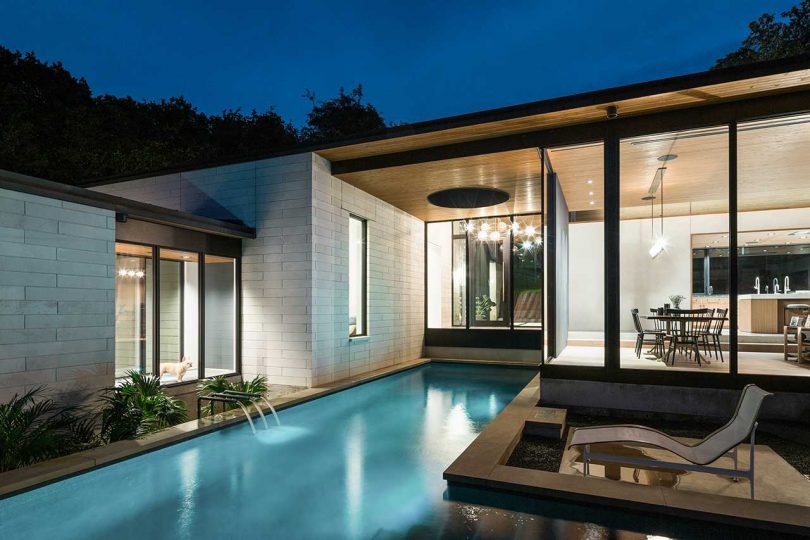 A Modern Home in Austin with a Pool That Bisects the House