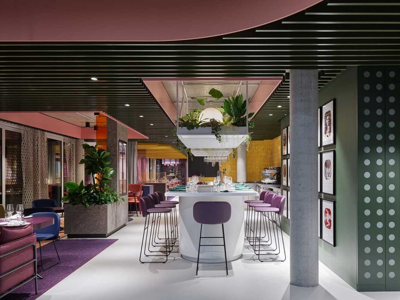 La Visione: A Restaurant with a Fresh, Colorful Design Featuring Carpet Collages