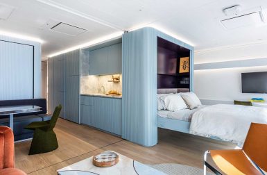 An Apartment on a Residential Yacht That Transforms From One Bedroom to Two