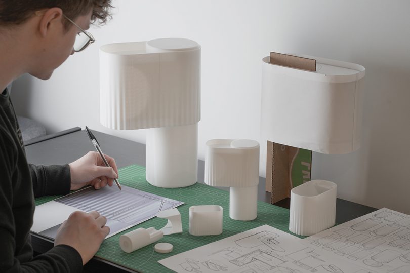 table lamp being designed