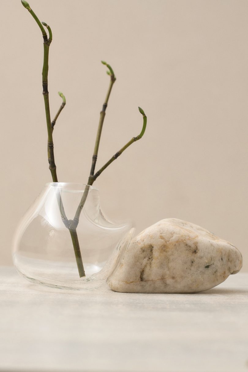 glass vessel and rock