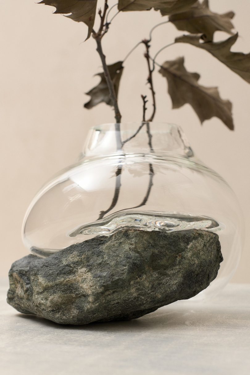 glass vessel and rock