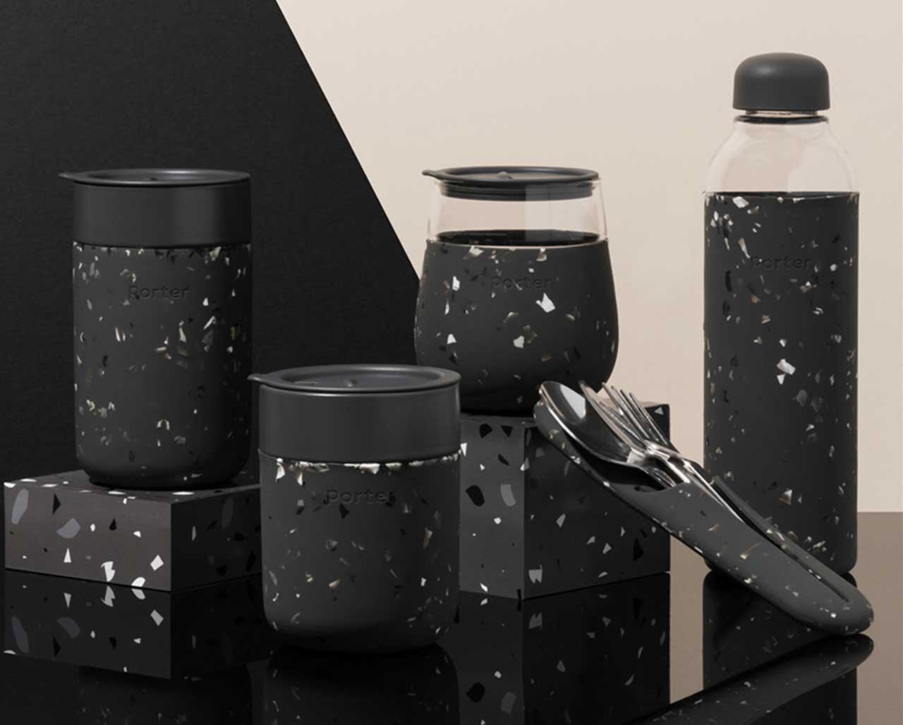terrazzo style charcoal black and white kitchenware padstyle.com