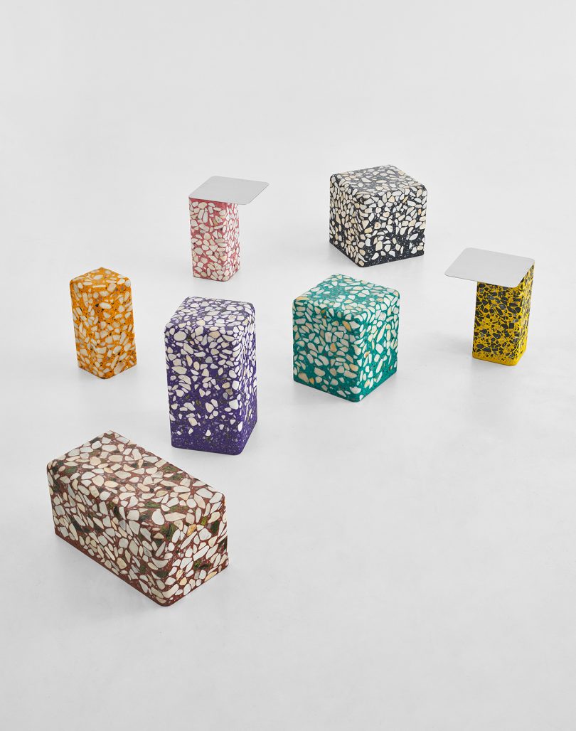 group of terrazzo tables