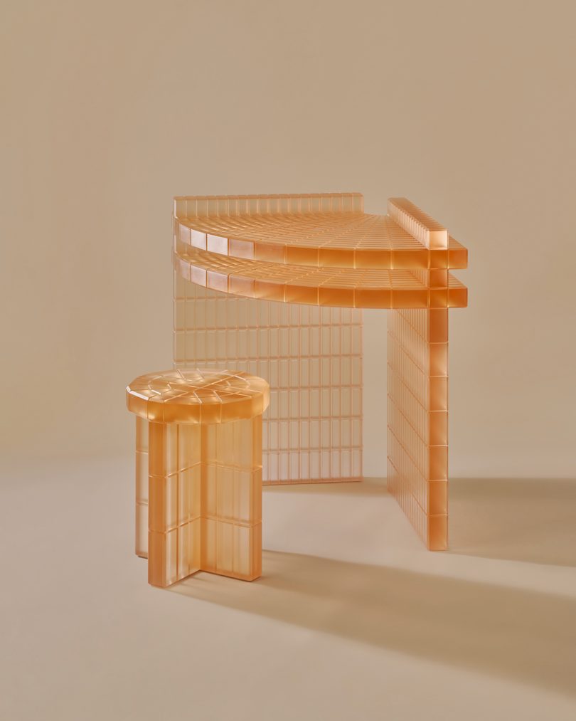 polymer resin desk and stool