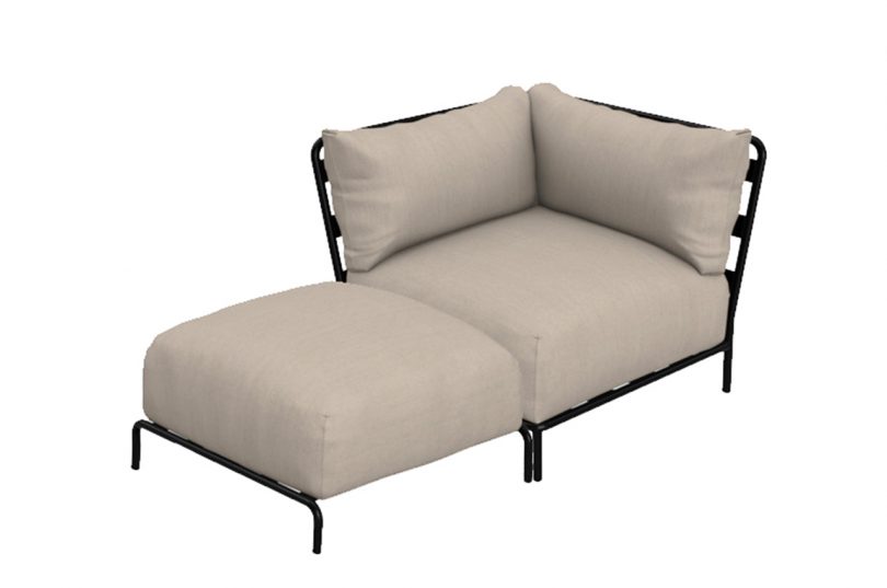 outdoor corner sectional seat with pouf