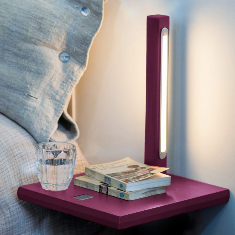 bedside table and light