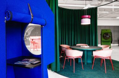The Colorful LOQI Office Includes Futuristic Work Capsules