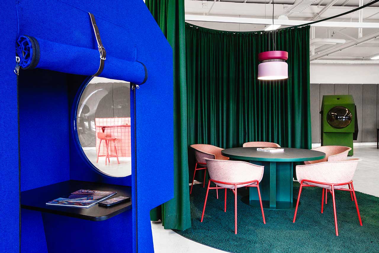 The Colorful LOQI Office Includes Futuristic Work Capsules