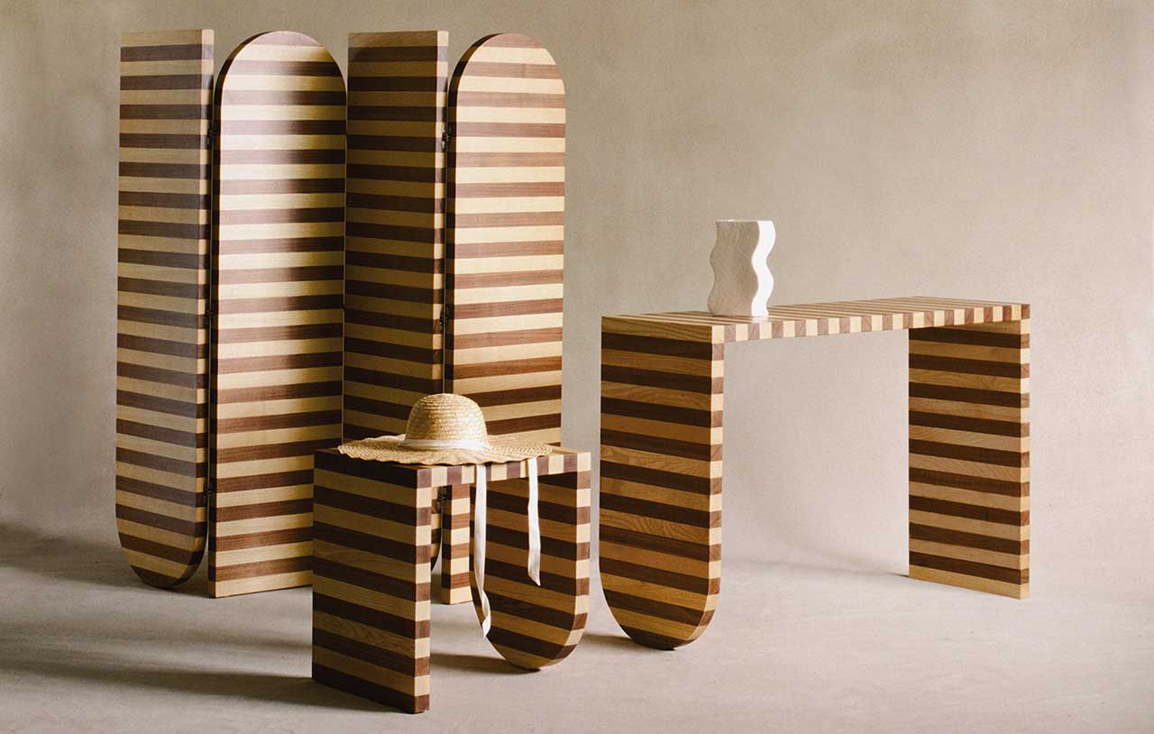 Sarah Ellison Launches a Series of Striped Wood Furniture Pieces