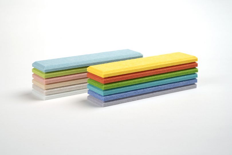 two stacks of felt tiles