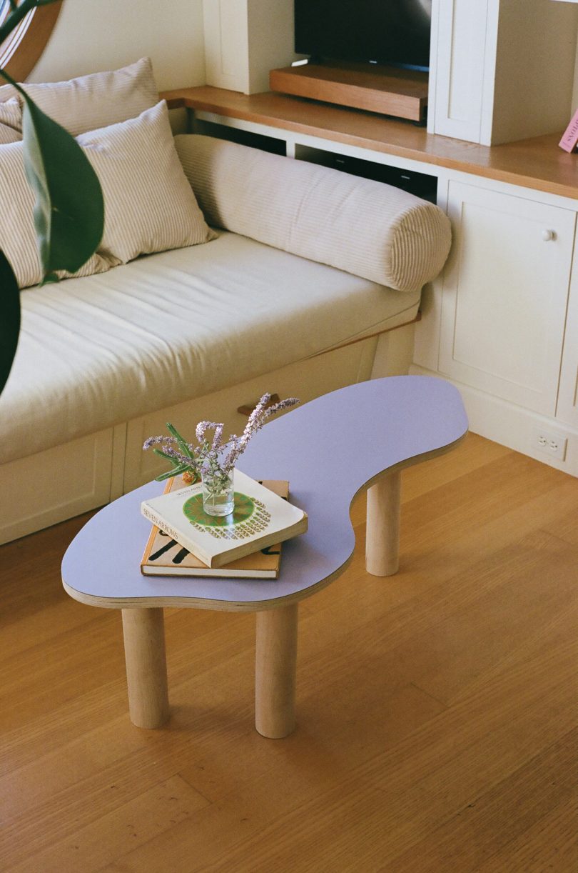 coffee table with lavender top