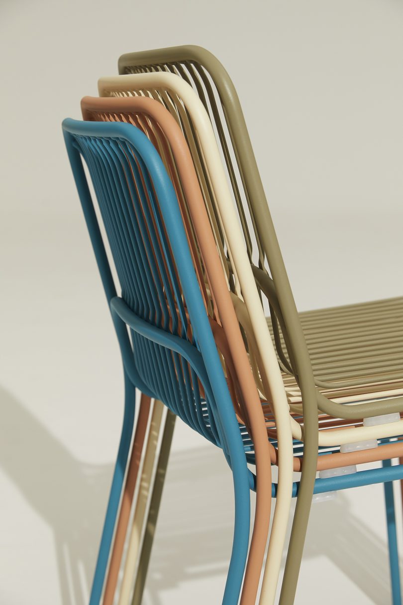 stacked outdoor chairs