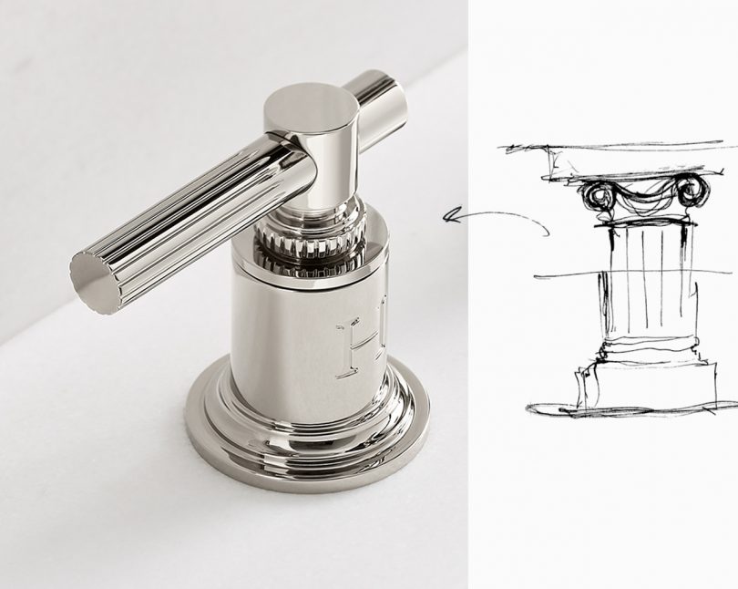 bathroom faucet handle and sketch