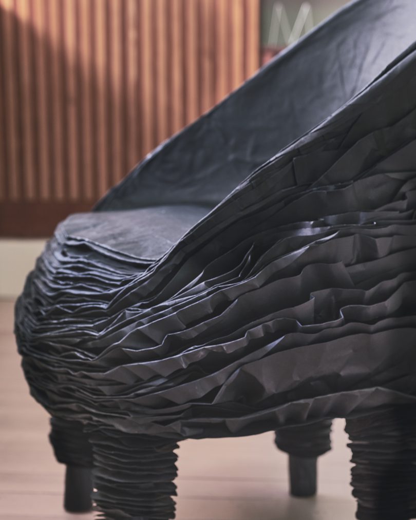detail of sculptural chair