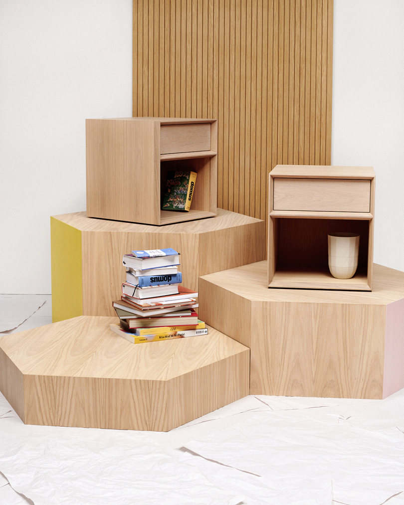 bedside tables on risers