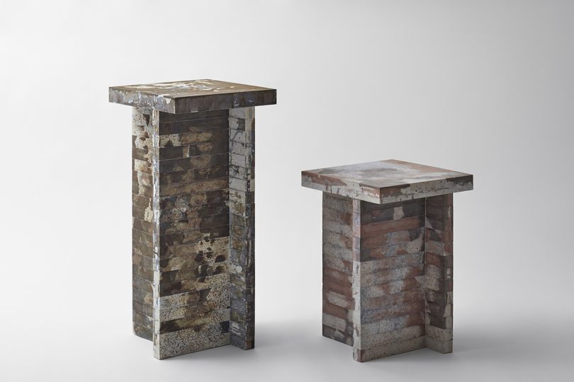 recycled waste materials pedestals
