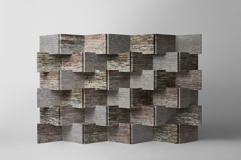 recycled waste materials wall