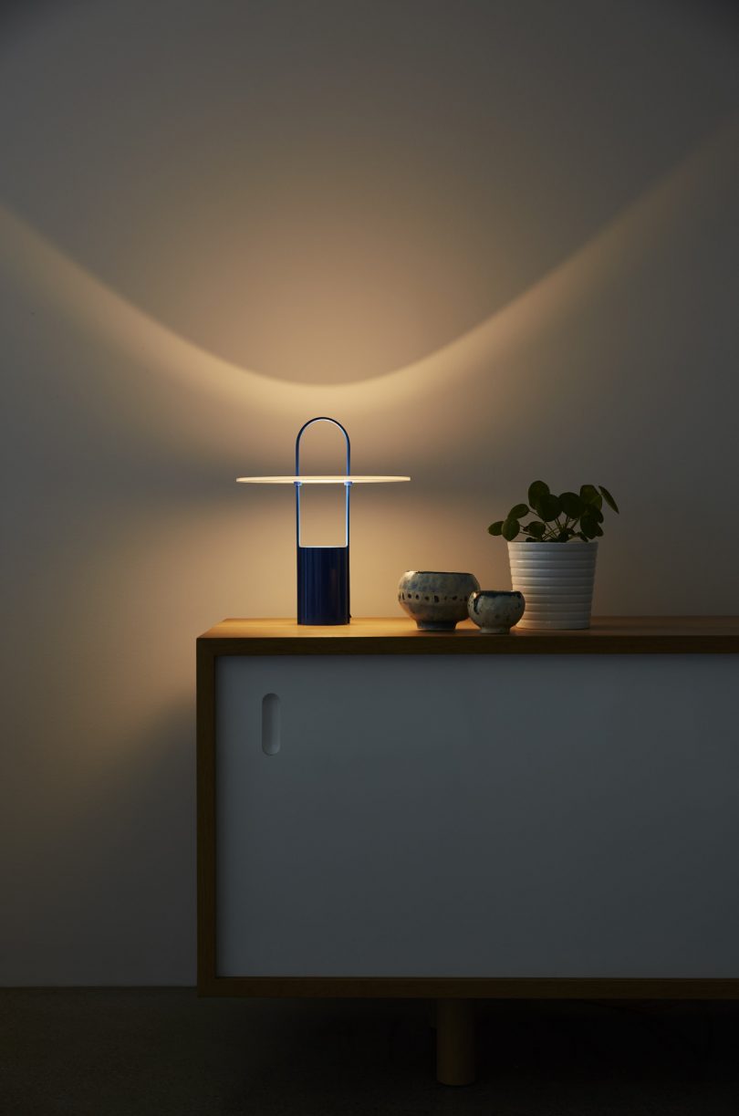 lit table lamp