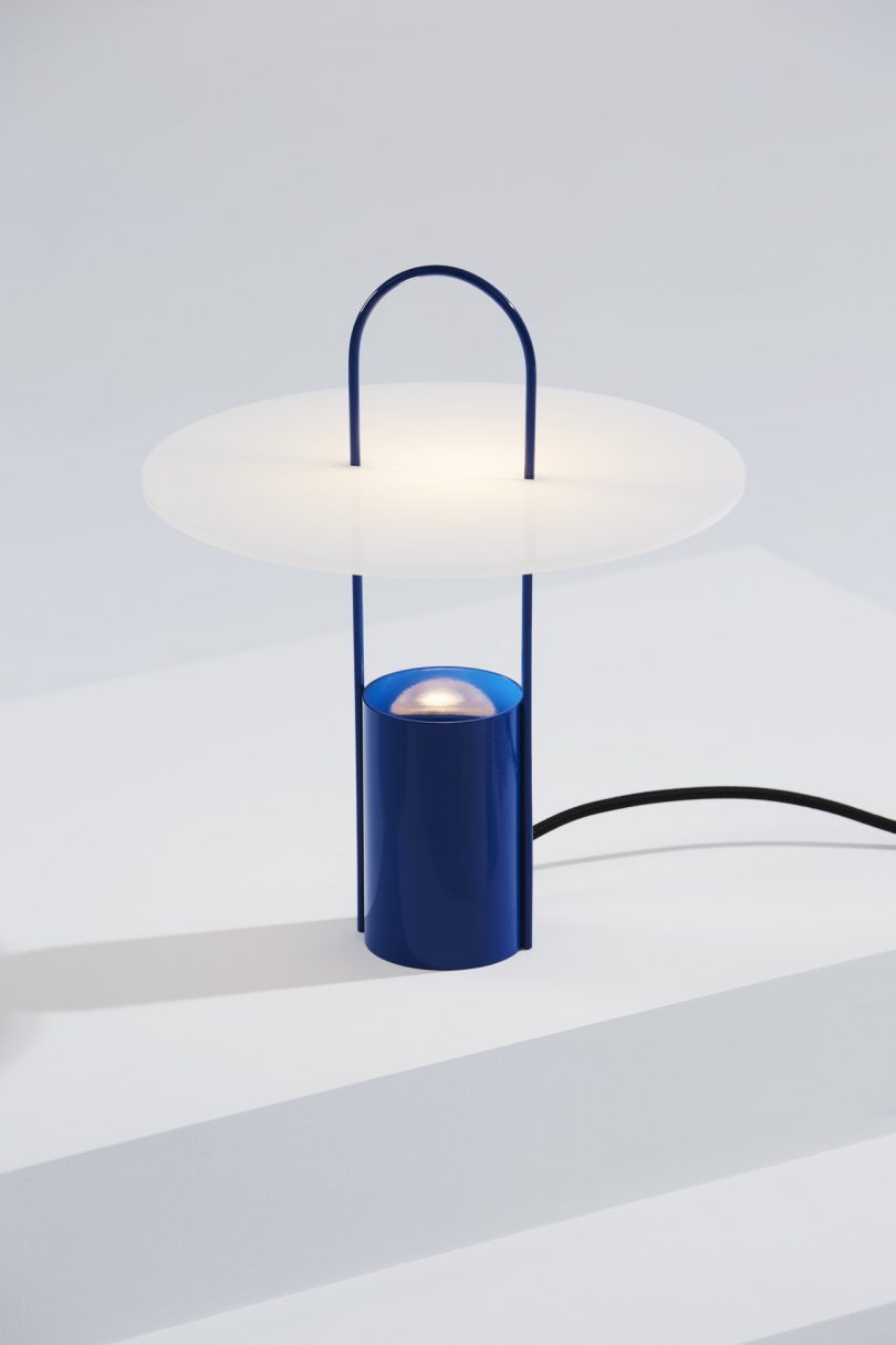 blue table lamp