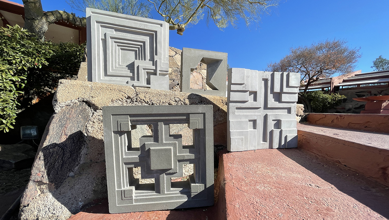 Frank Lloyd Wright-Inspired 3D Cement Tiles + Textile Blocks