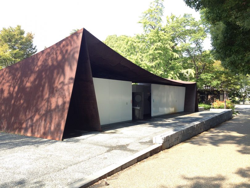 angular brown and white building