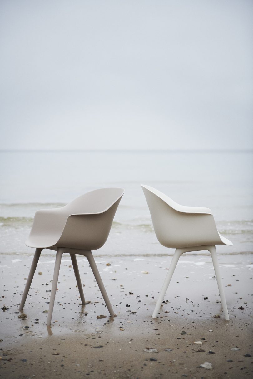 two chairs on a rocky beach