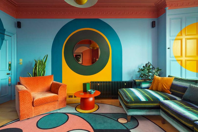 bright colorful apartment living room