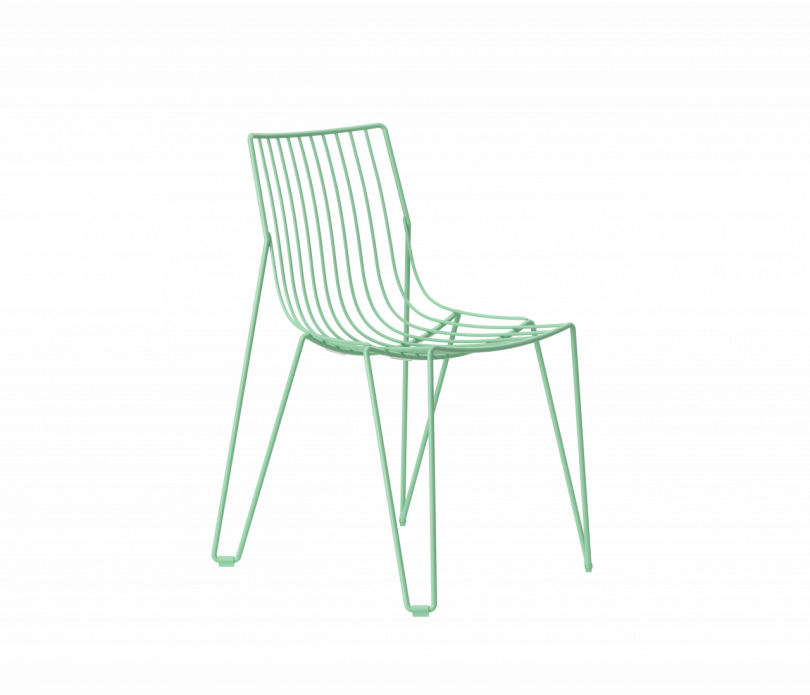 green wire chair on white background