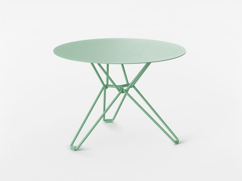 green side table on white background