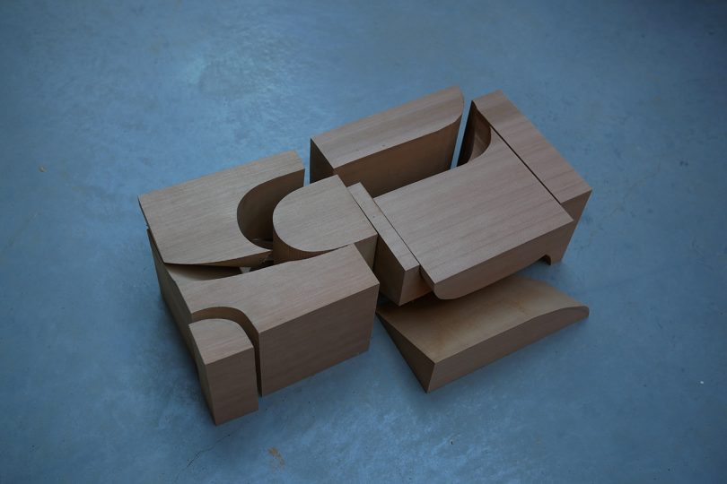 asymmetrical red cedar chair design cut