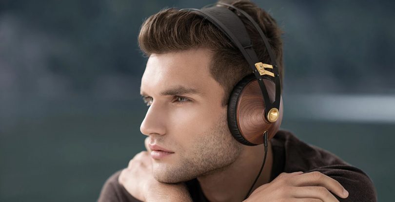 Man listening to music with headphones.