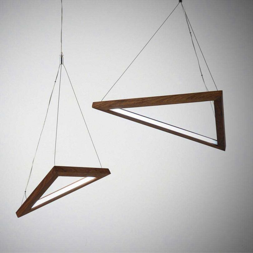 triangular wood pendant lights