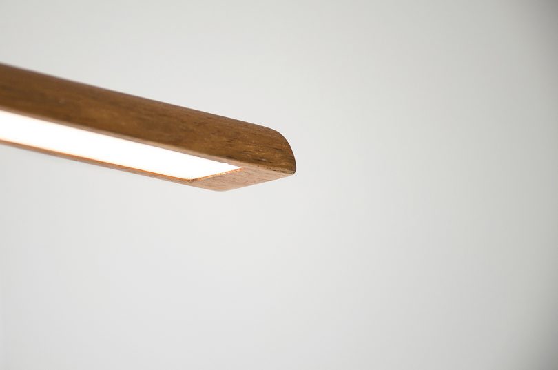 wood pendant light detail