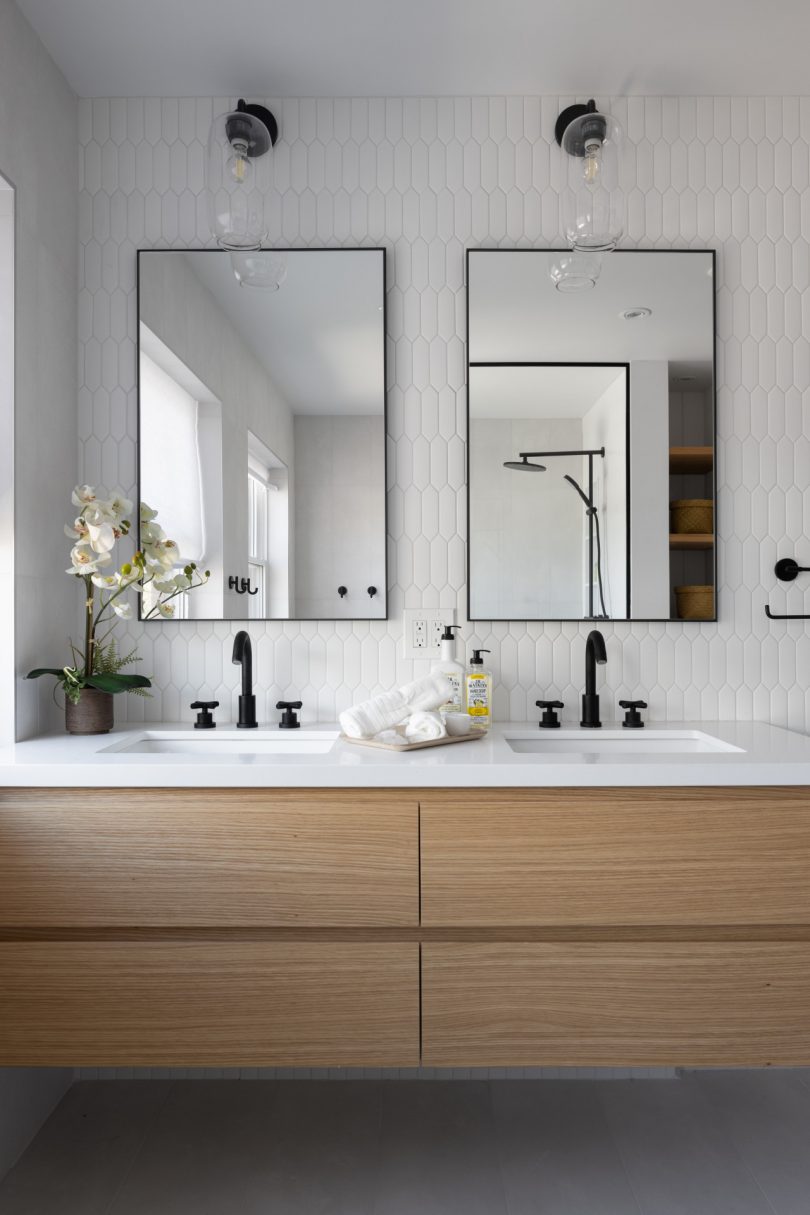 modern bathroom vanity with dual sinks