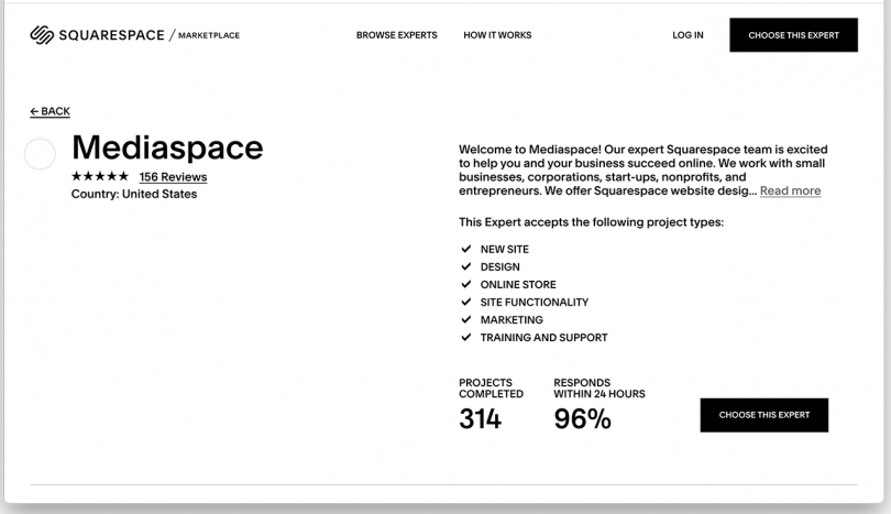 white website page featuring Mediaspace