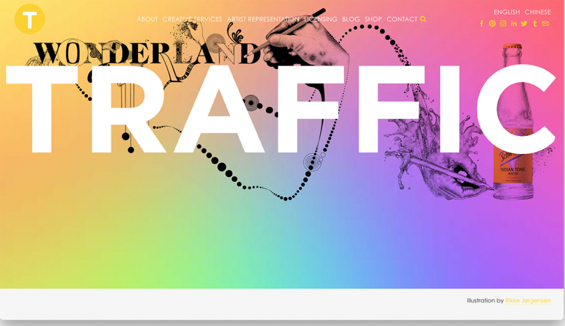 colorful website reading TRAFFIC in white