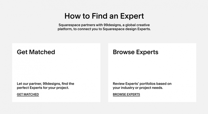 white and grey website page reading How to Find an Expert