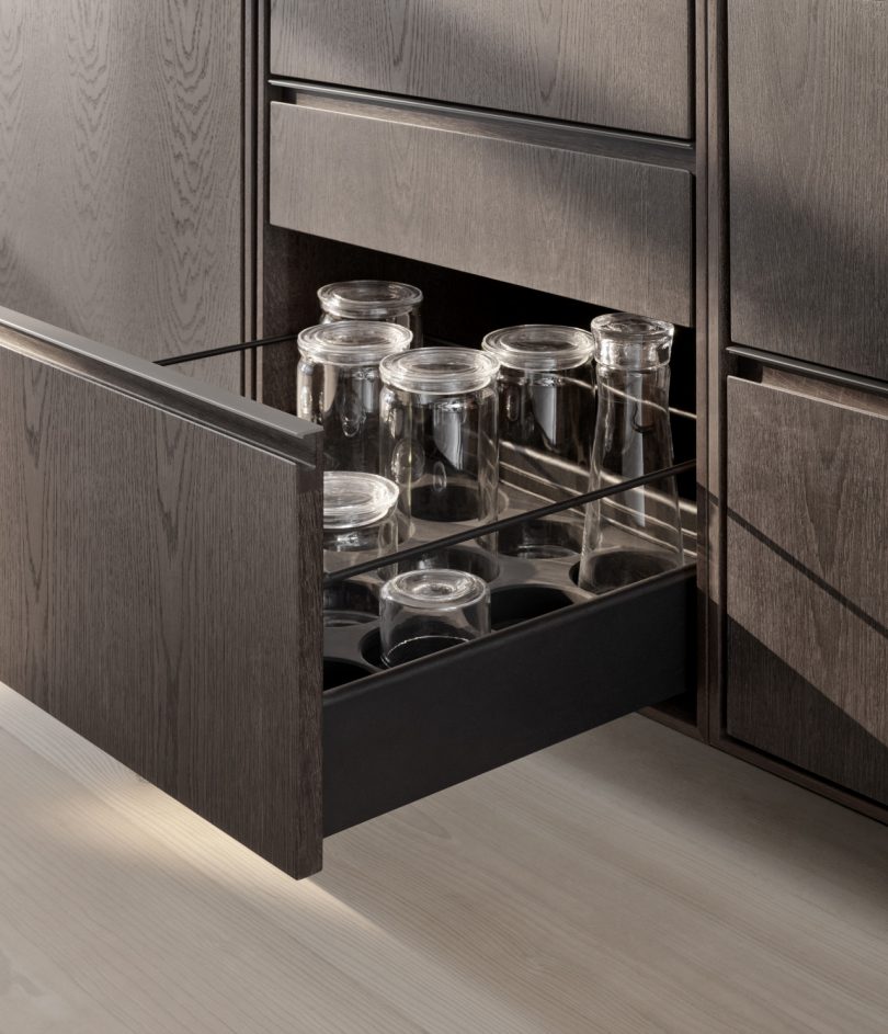 Vipp V2 open drawer with glasses