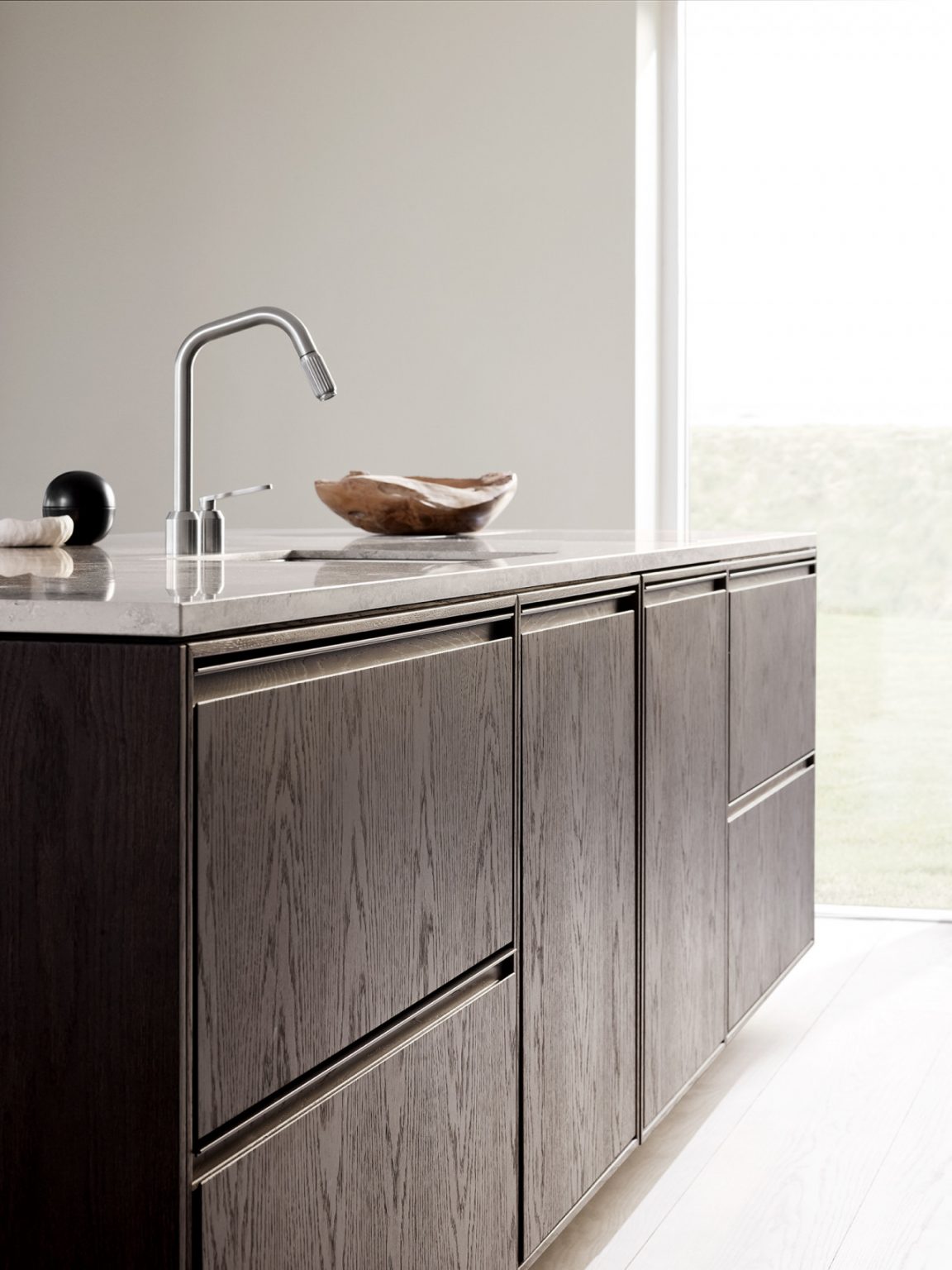 Vipp Highlights Jura Stone + Oak Wood in Its New V2 Kitchen